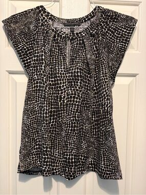 Banana Republic Black and Cream  Animal Print Blouse